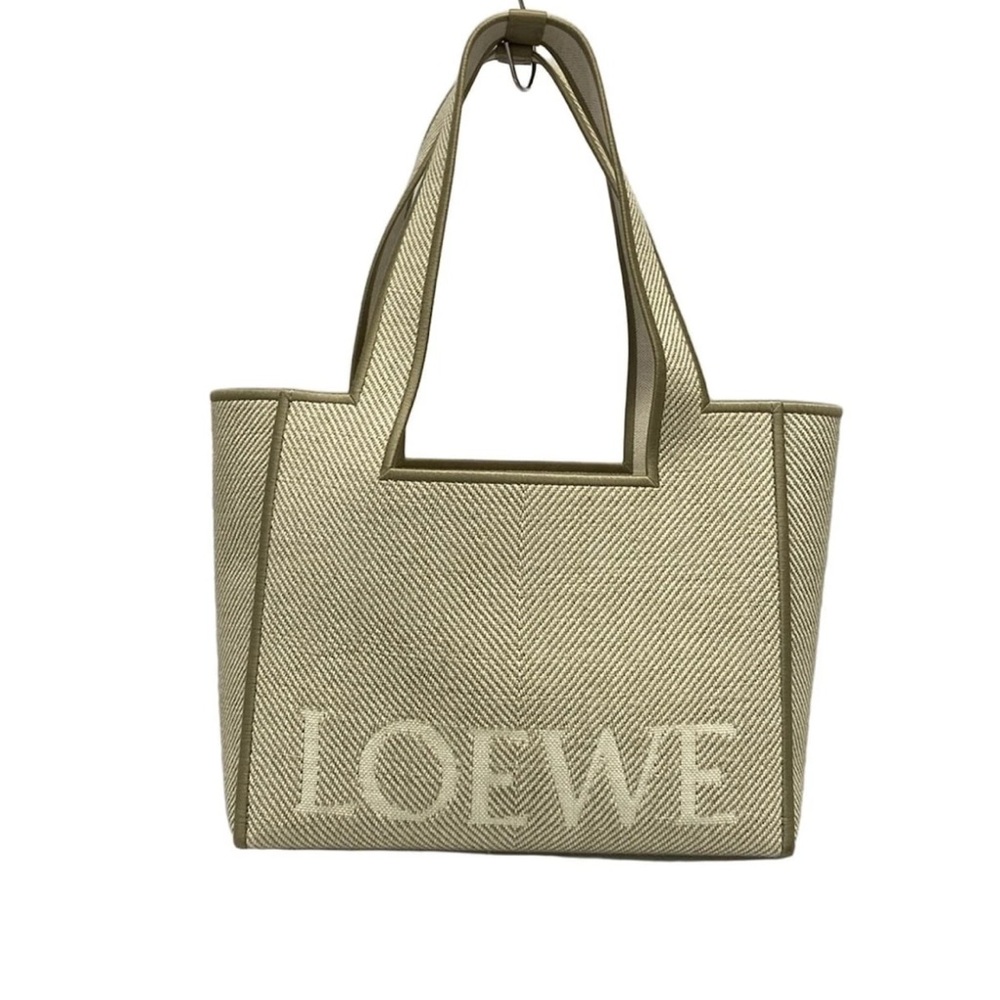 Loewe Medium Font Tote Bag Ecru New